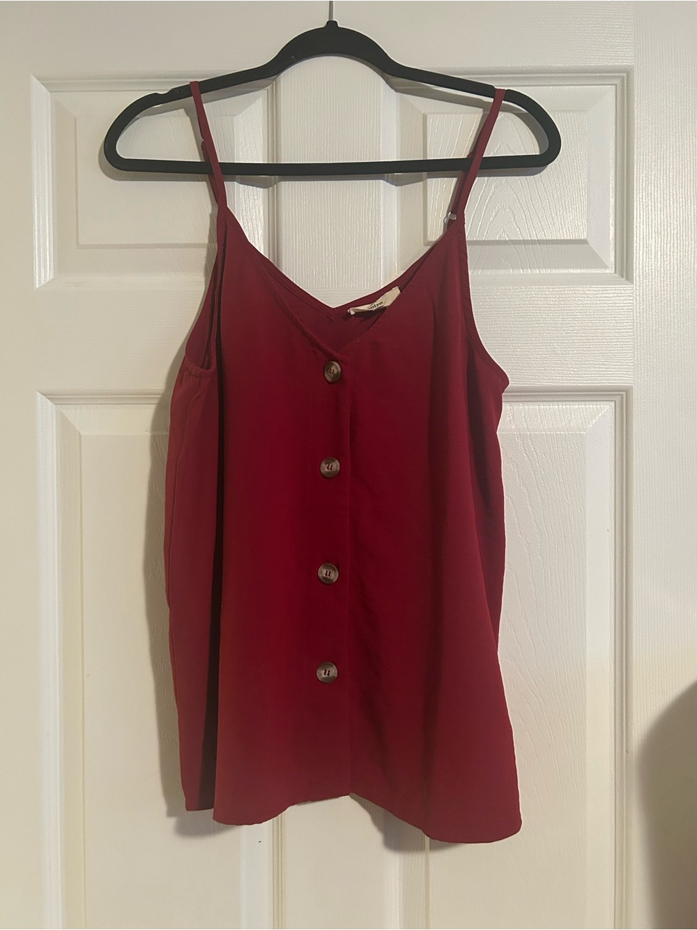 Women's Red Button-Front Cami Top